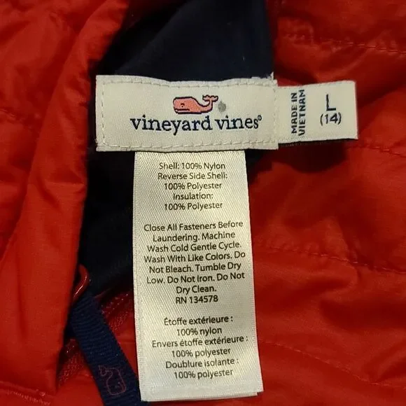 Kids Vineyard Vines Reversible Plaid Vest, Red  Size Large, 14 - Picture 4 of 9